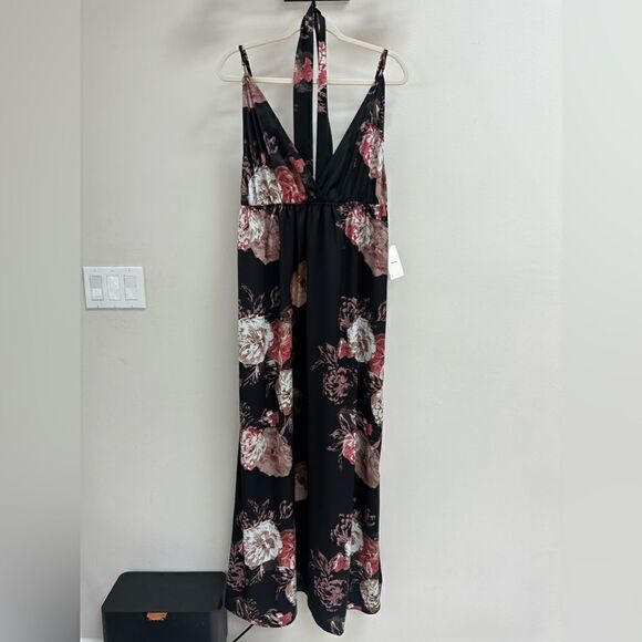 Tularosa Dusk Vintage Maxi Dress Floral Side Slit L - Picture 3 of 8